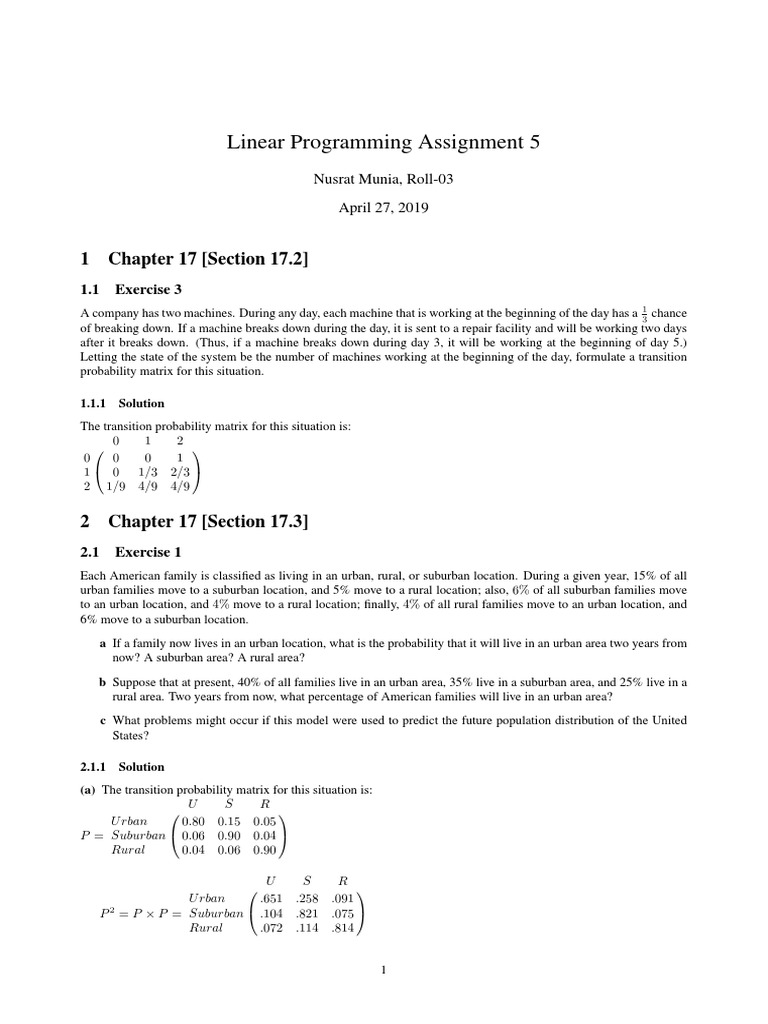 Linear Programming Assignment 5 | PDF | Markov Chain | Statistical Theory