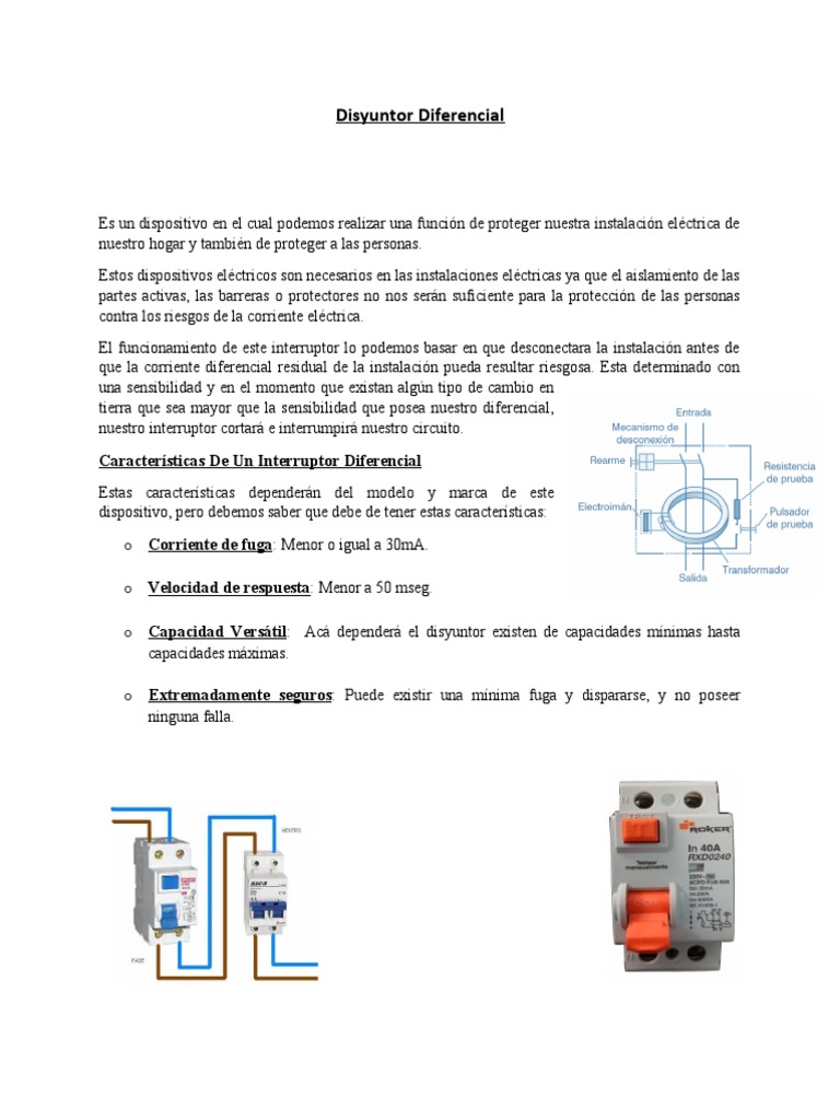 Disyuntor Diferencial | PDF | Cantidades fisicas | Ingenieria Eléctrica
