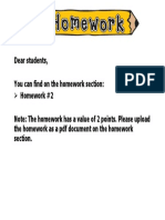 Dear Students, You Can Find On The Homework Section: Homework #2 The Homework As A PDF Document On The Homework Section