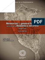 Memorias Del General Miller Al Servicio de La República Del Perú-Libro