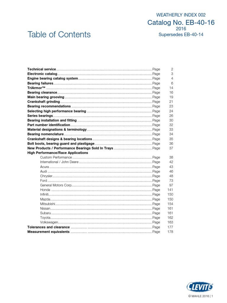 Catalog No. EB-40-16: Weatherly Index 002 2016 Supersedes EB-40-14 ...