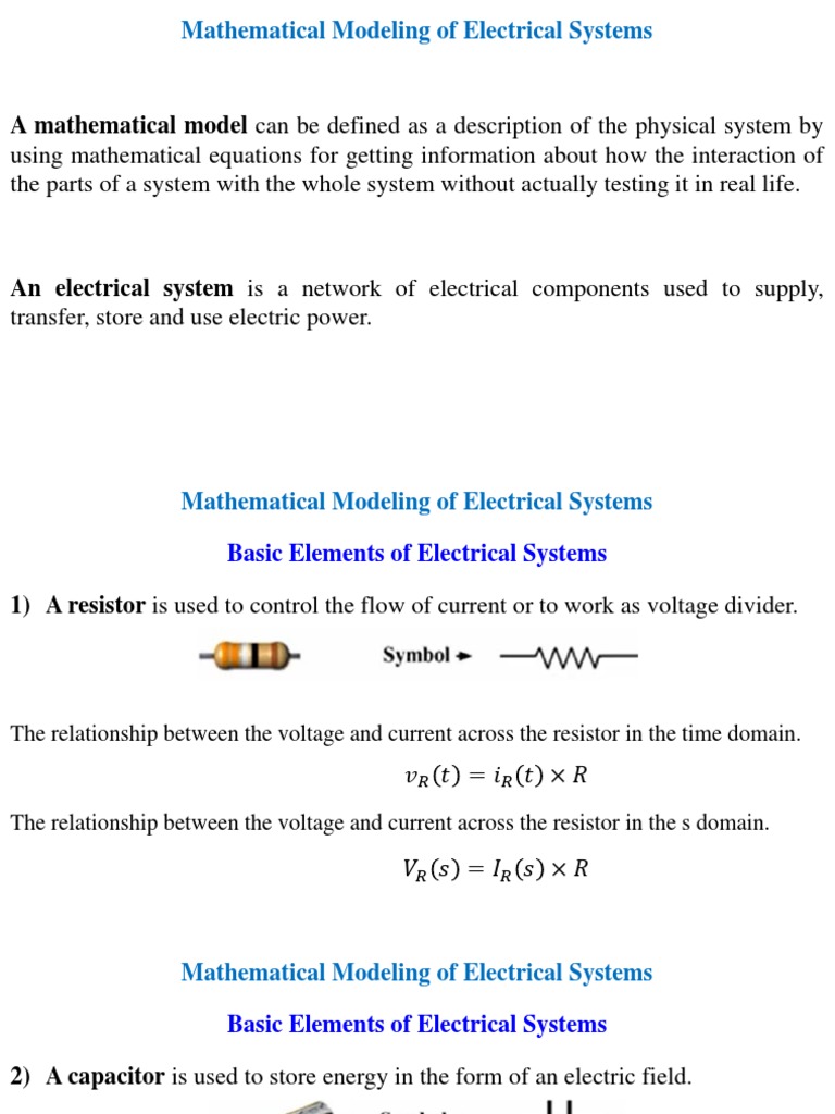 Section - Mathematical Modeling of Electrical Systems | PDF | Laplace