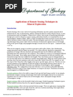 Applications of Remote Sensing Techniques in Mineral Exploration