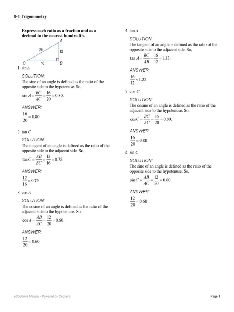 Trigonometric Ratios and Solutions | PDF | Trigonometric Functions | Sine