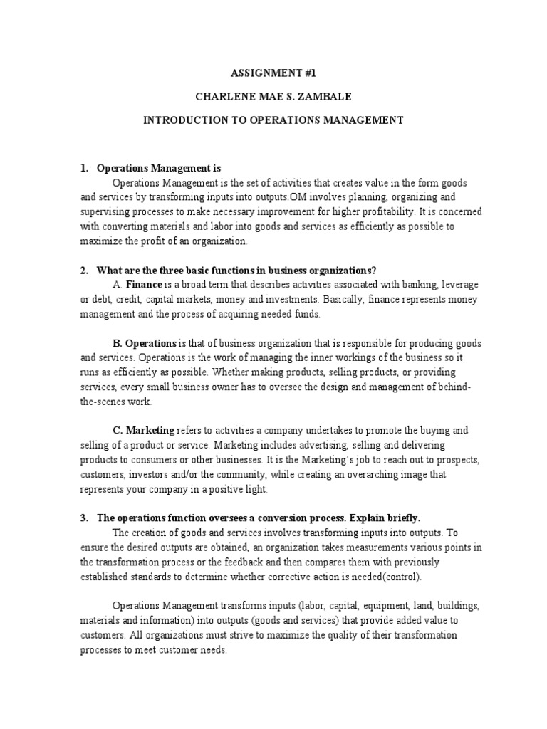 Introduction to Operations Management | PDF | Supply Chain | Supply ...