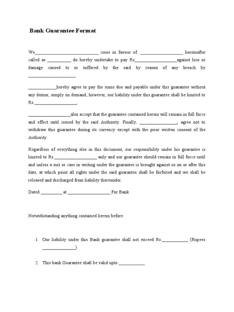Bank Guarantee Format | PDF