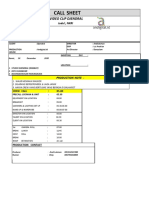 (Contoh) Call Sheet Untuk Shooting