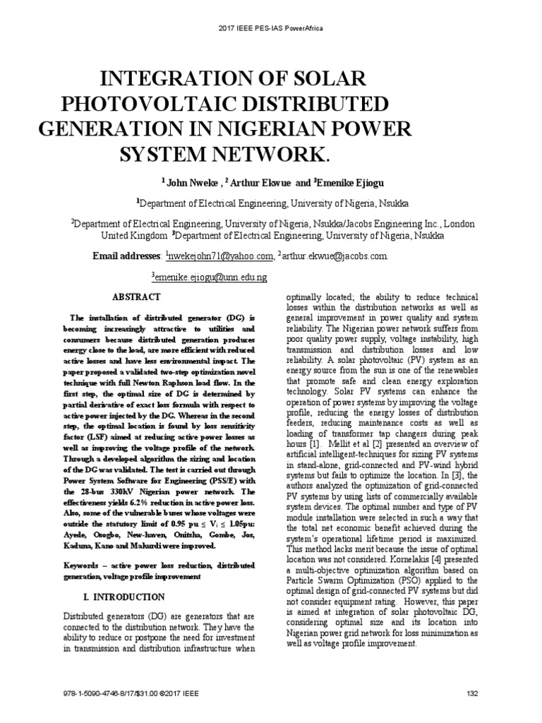 Paper - 062 - INTEGRATION OF SOLAR PHOTOVOLTAIC DISTRIBUTED GENERATION ...