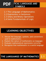 UNIT 2 Mathematical Language and Symbols