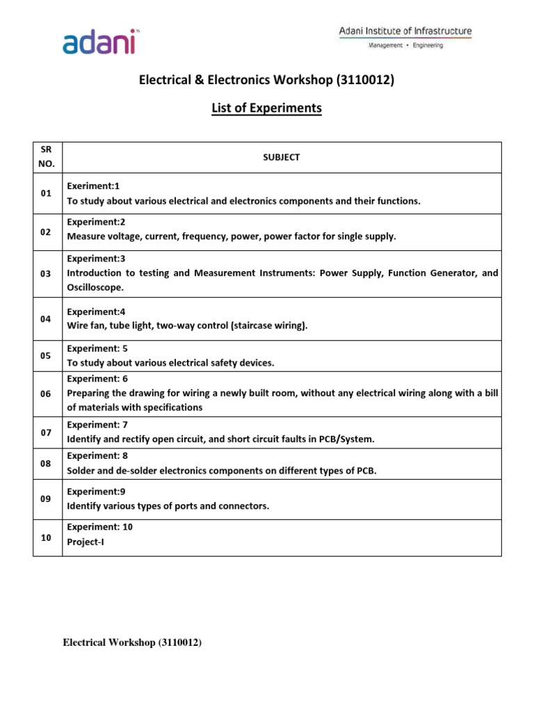Electrical & Electronics Lab Manual PDF Switch Fuse