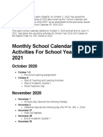 DepEd Order No. 30 School Calendar SY 2020-2021