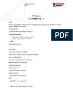 Worksheet Experiment - 5: List Down All The Commands Used Paste Step by Step Screenshots