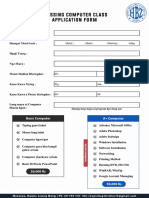 Blessing Computer Class Application Form: Basi C Comput Er A+ Comput Er