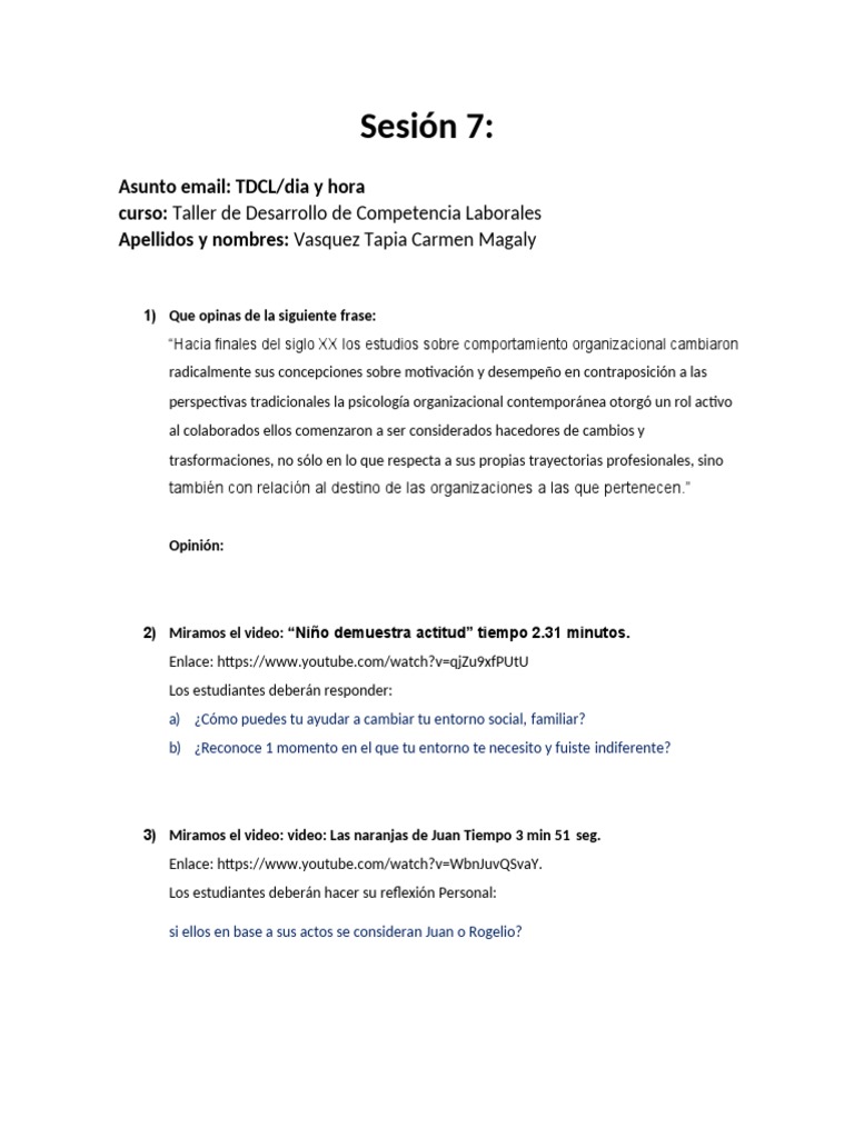 Práctica Calificada - Sesión 7 | PDF | Crecimiento personal y ...