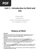 Unit 1: Introduction To HTML and CSS: Prepared By: Chirag Patel Lecturer Computer Engineering K. D. Polytechnic, Patan