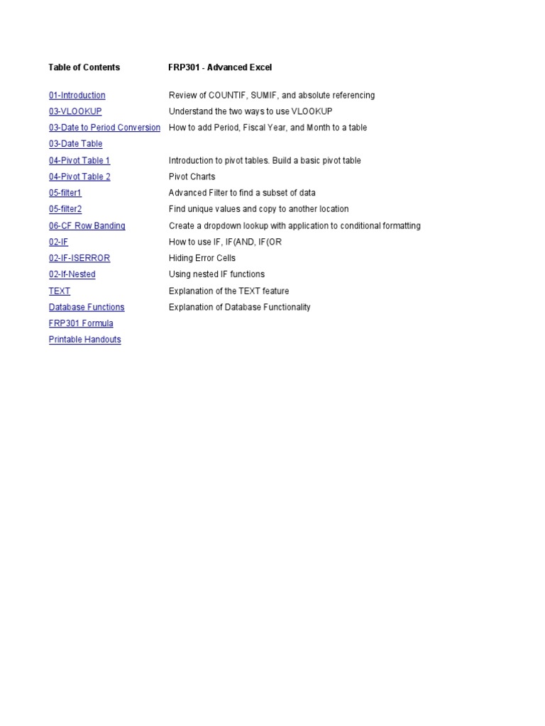 Advanced Excel Functions Guide | PDF | Data | Information Technology ...