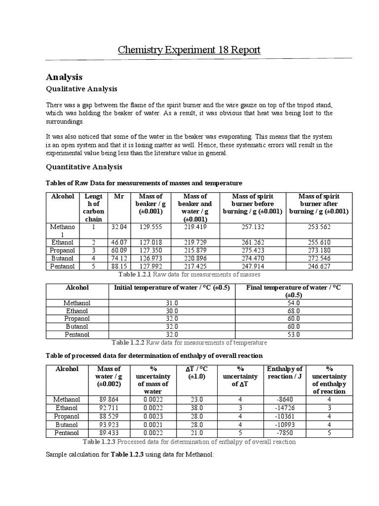 Analysis of the Effect of Carbon Chain Length on the Enthalpy of