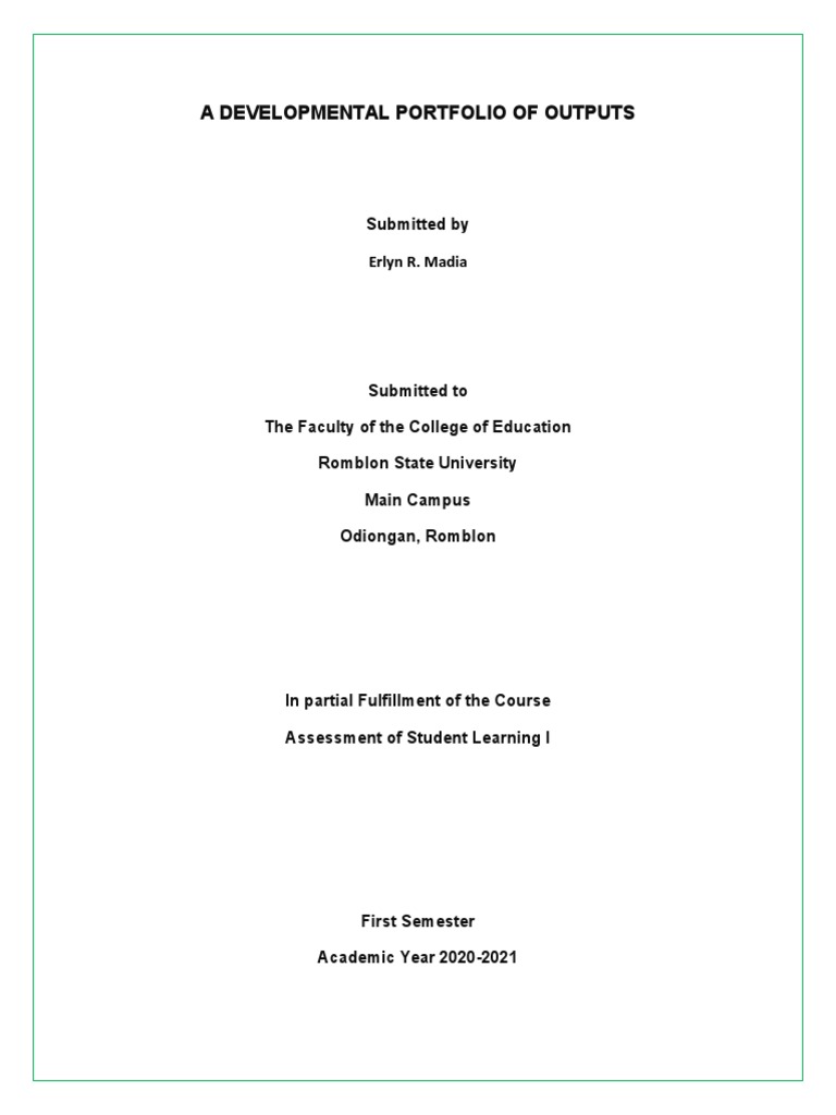 Developmental Portfolio: Student Learning | PDF | Educational ...