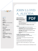 John Lloyd's resume for office administration degree