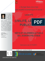 Jean-Marc Ferry  02.  Civilité, Légalité, Publicité, 2. Défis et dilemmes actuels de l'Europe politique