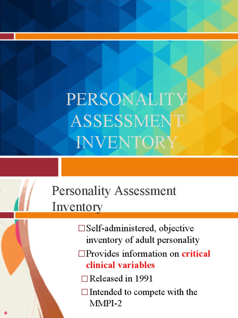 PAI: Comprehensive Personality Assessment | PDF | Paranoia | Anxiety ...