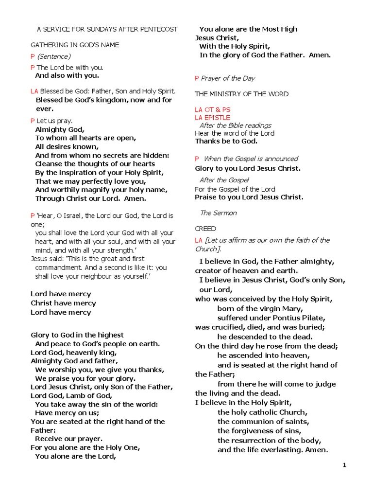 Prayer Praise and Proclamation For Sundays After Pentecost | PDF | God ...