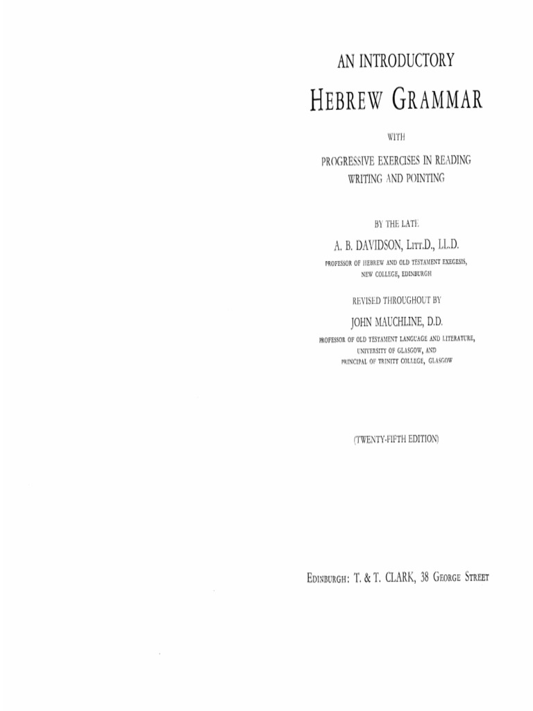 Learning To Read Biblical Hebrew An Introductory Grammar
