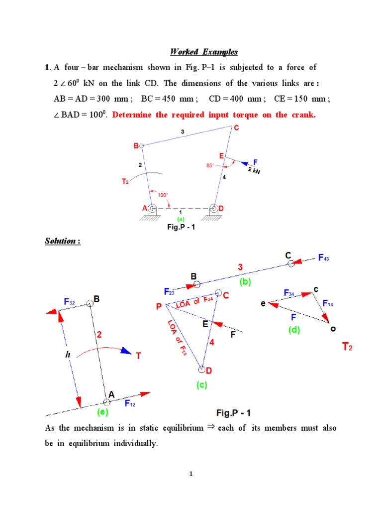 Static Force Analysis of Mechanisms | PDF | Torque | Force