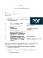 Application For Registration of Society: Form - A See Rule No 4 (1) 1