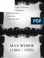 Bureaucratic Theory of Max Weber Administrative Principles By: Mary Parker Follet Henri Fayol Mary Parker Follet