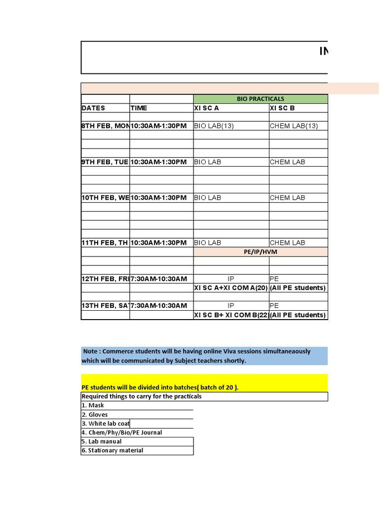 Grade 11 Practical and Online Class Schedule | PDF | Science | Human Nature