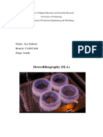 Stereolithography (SLA) : Name: Aya Saleem Branch: CAD/CAM Stage: Fourth