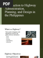 Introduction To Highway Administration, Planning, and Design in The Philippines