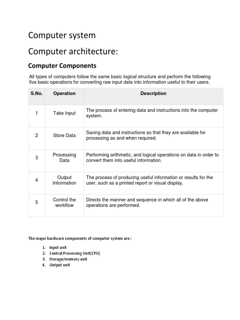 Computer System Computer Architecture | PDF | Computer Data Storage ...