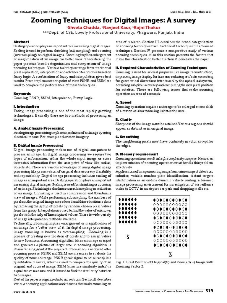 Image Zooming Techniques Survey | PDF | Interpolation | Image Resolution