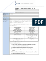 Assessment Task Notification 2019: Department Course Due Submission Details Task No. Weight Description of Task