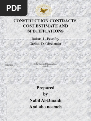 Construction Contracts, Cost Estimate and Specifications