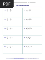 Fractions Worksheet: Name: - Date