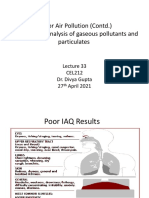 Indoor Air Pollution (Contd.) Experimental Analysis of Gaseous Pollutants and Particulates