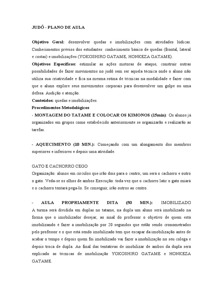 Aula de Judô: Quedas e Imobilizações | PDF | Judô | Cães