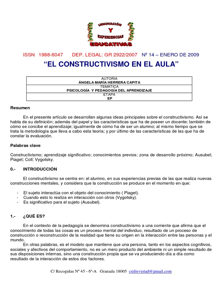 Constructivismo en el Aula: Claves y Estrategias | PDF ...