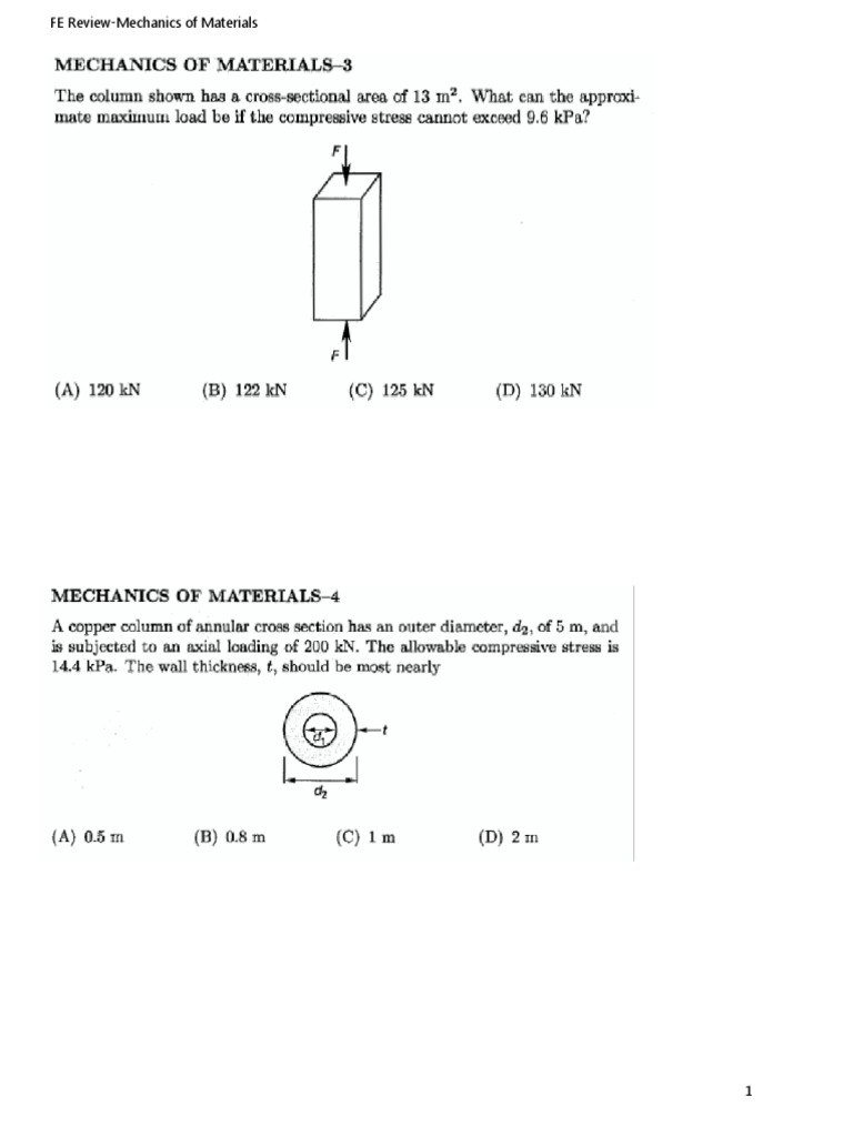 Mechanics of Materials Exam Review | PDF | Beam (Structure) | Buckling