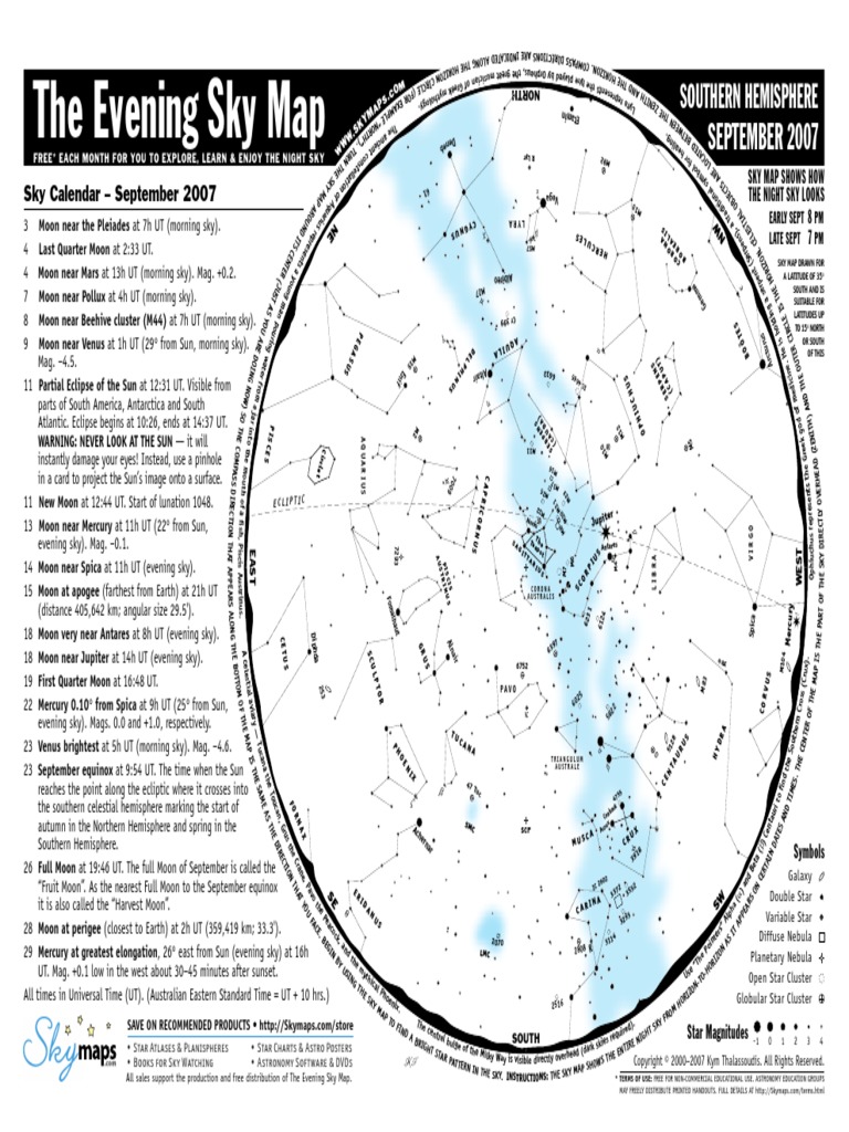 The Evening Sky Map September 2007 PDF Astronomy Sky
