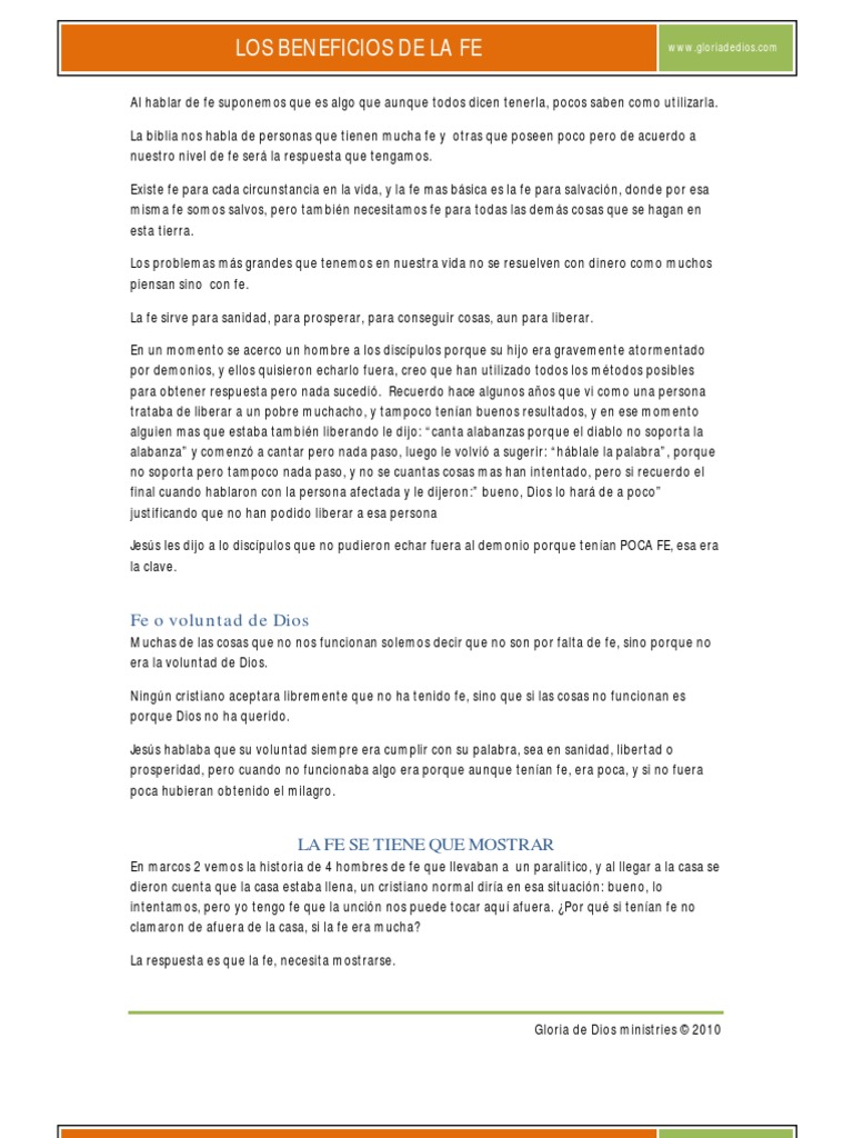 Los Beneficios de La Fe | PDF | Fe | Jesús