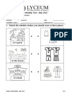 Monthly Test - May 2021: 1. Match The Suitable Clothes You Should Wear at These Places