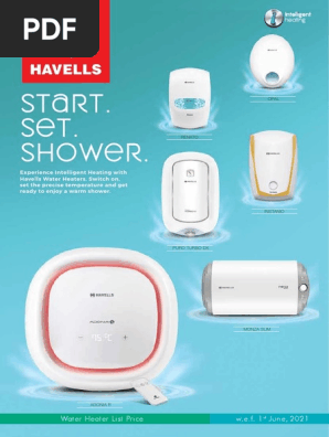 2021 Havells Water Heater Price List | PDF | Water Heating | Engineering  Thermodynamics