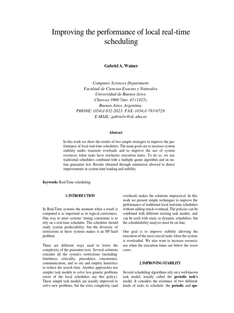 Improving The Performance of Local Real-Time Scheduling: Gabriel A ...
