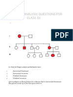 Pedigree Analysis Questions For Class Xii: Q.1 Study The Pedigree Analysis and Find That The Trait Is