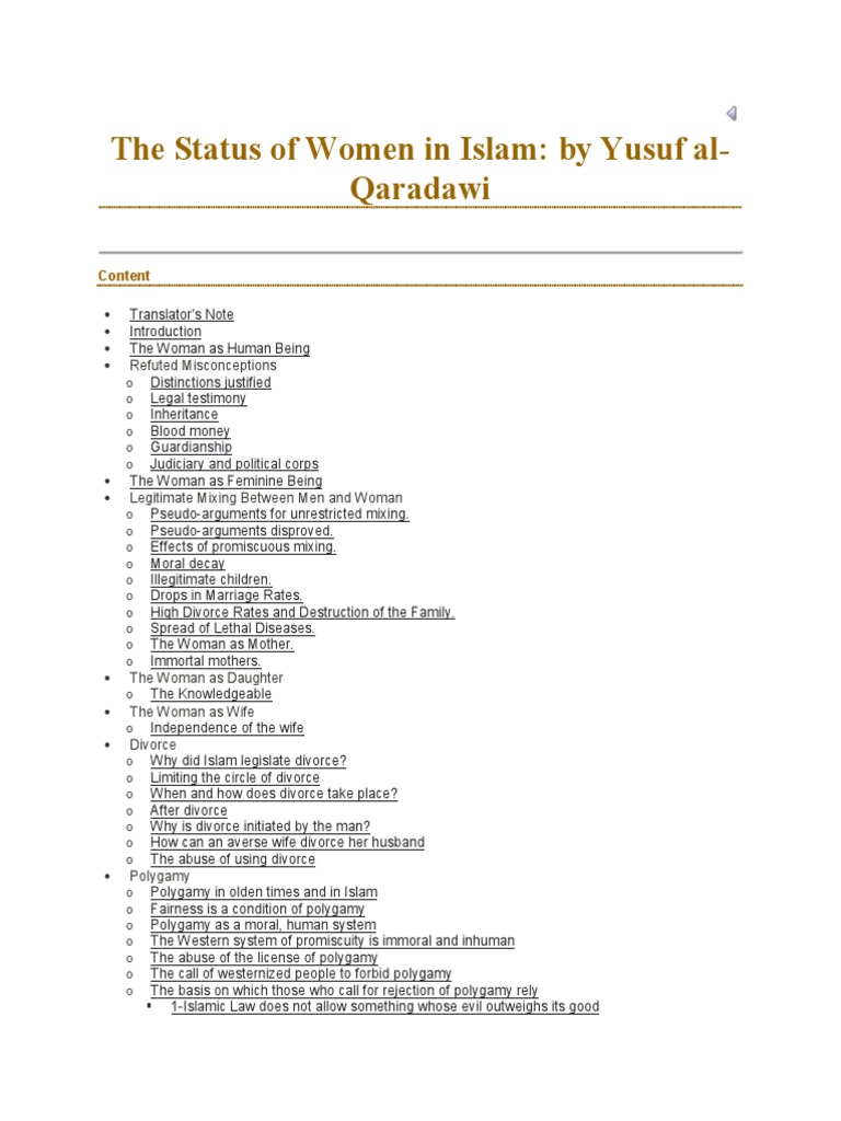 Status of Women in Islam by Al-Qaradawi | PDF | Muhammad | Adam