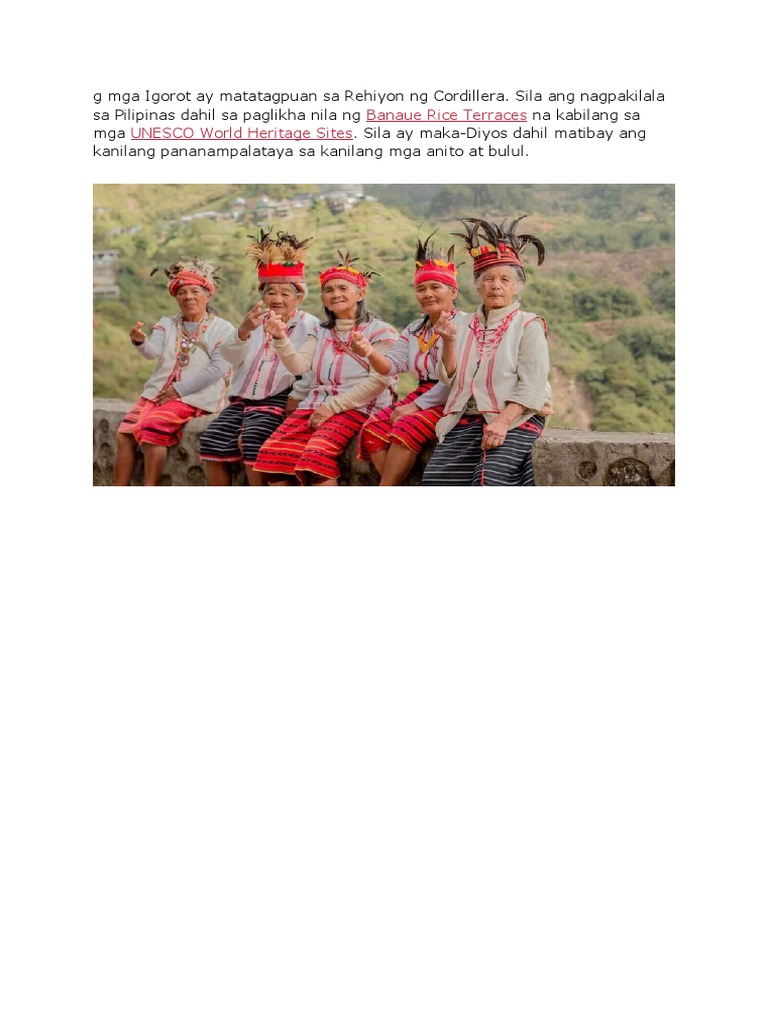 G Mga Igorot Ay Matatagpuan Sa Rehiyon NG Cordillera | PDF